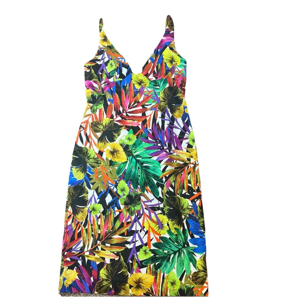 Milly “Liz” Tropical Print Sleeveless Dress Sz 10 $365 Retail EUC